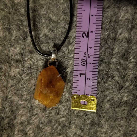 Citrine crystal point, rough gemstone, pendant unisex silver plate artisan, new - Picture 4 of 5